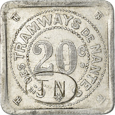 Coin, France, Compagnie des Tramways, Nantes, 20 Centimes, EF(40-45), Aluminium