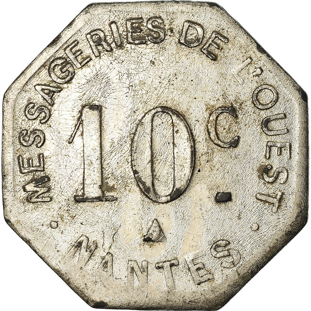 Moneta, Francia, Messageries de l'Ouest, Nantes, 10 Centimes, SPL-, Nickel