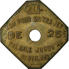 Monnaie, France, Omnibus Tramways de Lyon, Lyon, 25 Centimes, 1921, TTB+