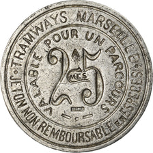 Coin, France, Tramways de Marseille, Marseille, 25 Centimes, EF(40-45)