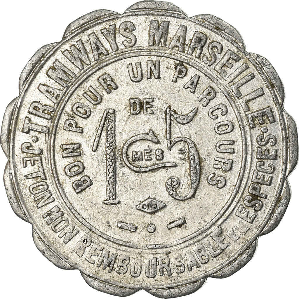 Coin, France, Tramways de Marseille, Marseille, 15 Centimes, AU(50-53)