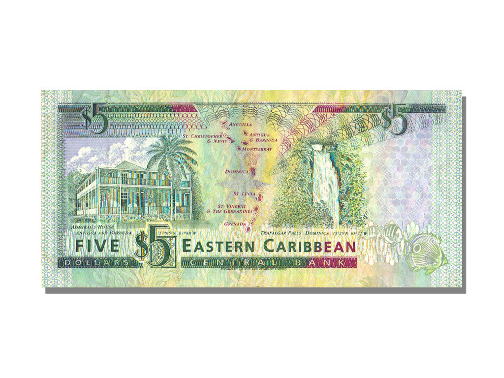 East Caribbean States, 5 Dollars, KM #26a, AU(55-58), A