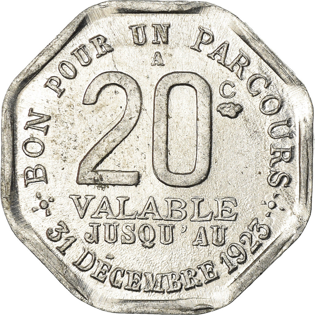 Coin, France, Transport en Commun Région Parisienne, Paris, 20 Centimes