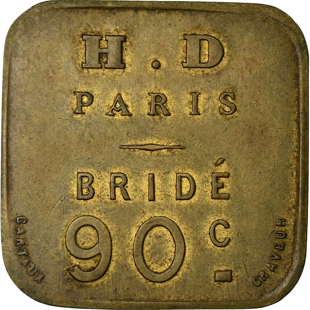 Munten, Frankrijk, H. D Paris, Paris, 90 Centimes, ZF+, Tin, Elie:H75.5