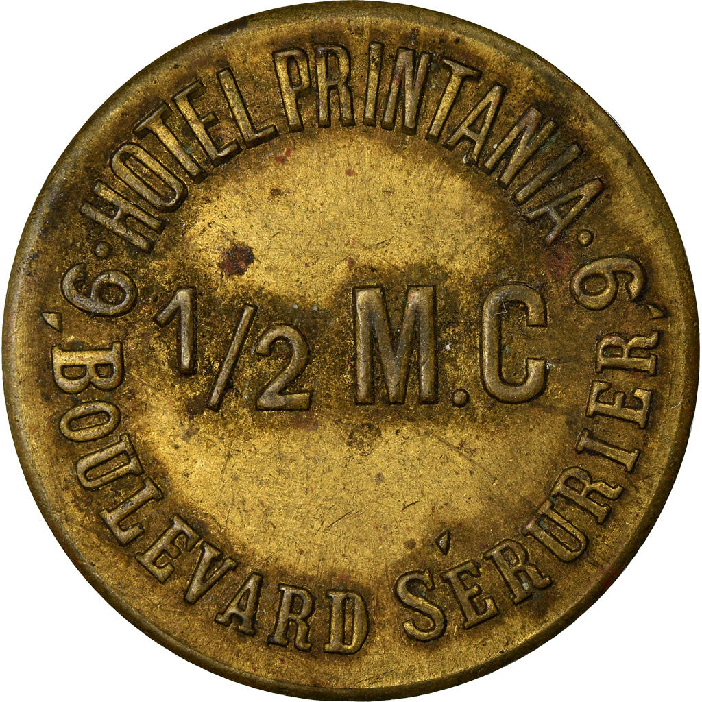 França, Token, Paris, Hôtel Printania, Compteur à Gaz, 1/2 M.C, AU(50-53)