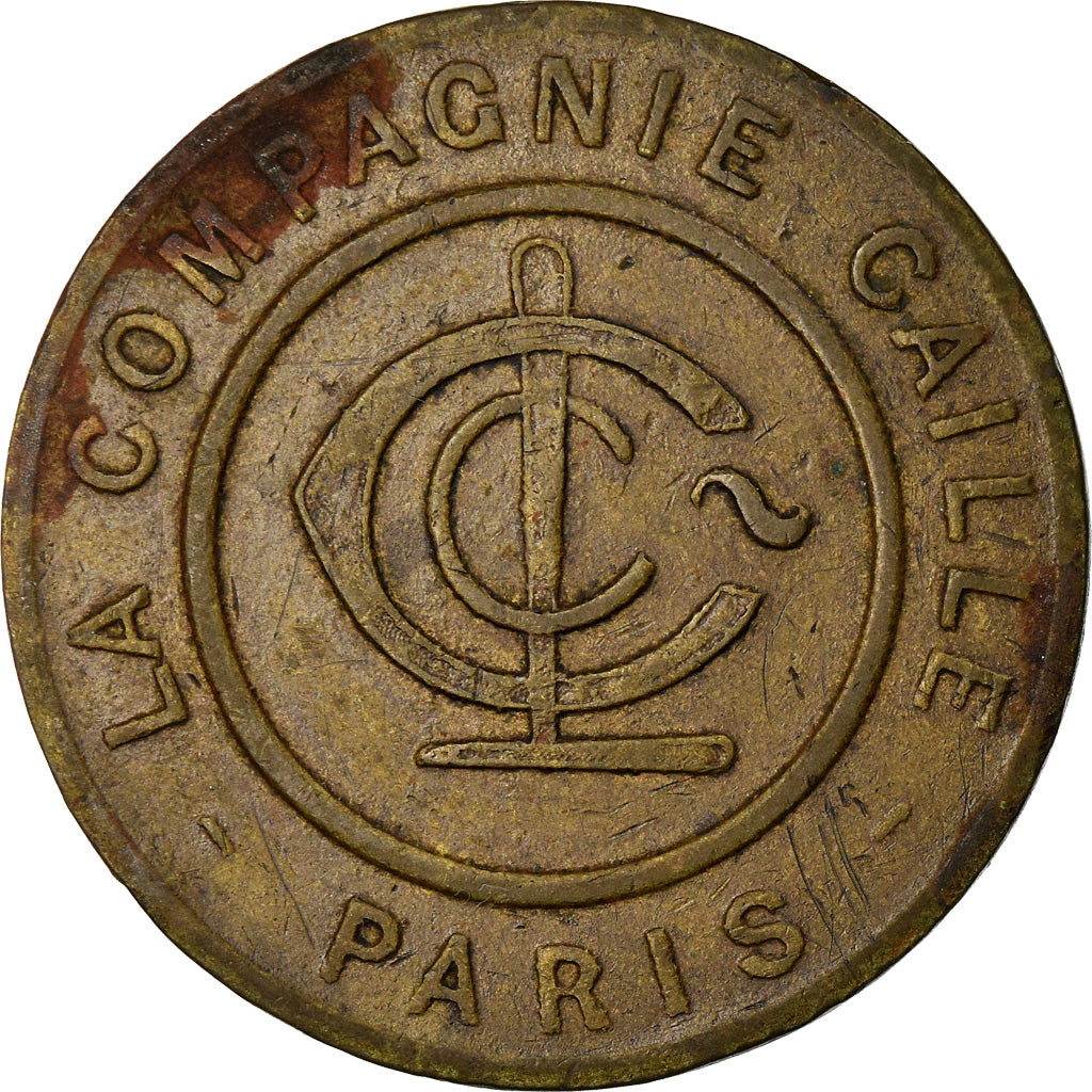 Coin, France, La Compagnie CAILLE, Paris, 10 Centimes, EF(40-45), Brass