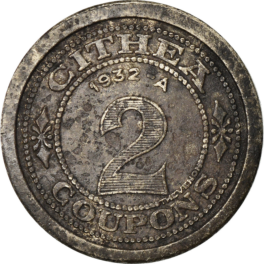 France, Jeton, Paris, CITHEA, Jeton de Spectacle, 2 Coupons, 1932, TTB