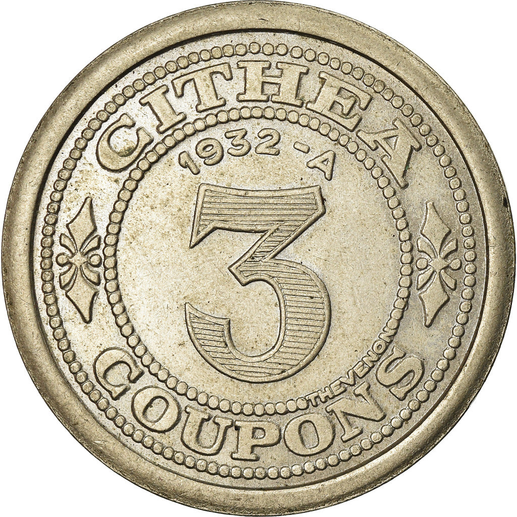 France, Token, Paris, CITHEA, Jeton de Spectacle, 3 Coupons, 1932, AU(55-58)
