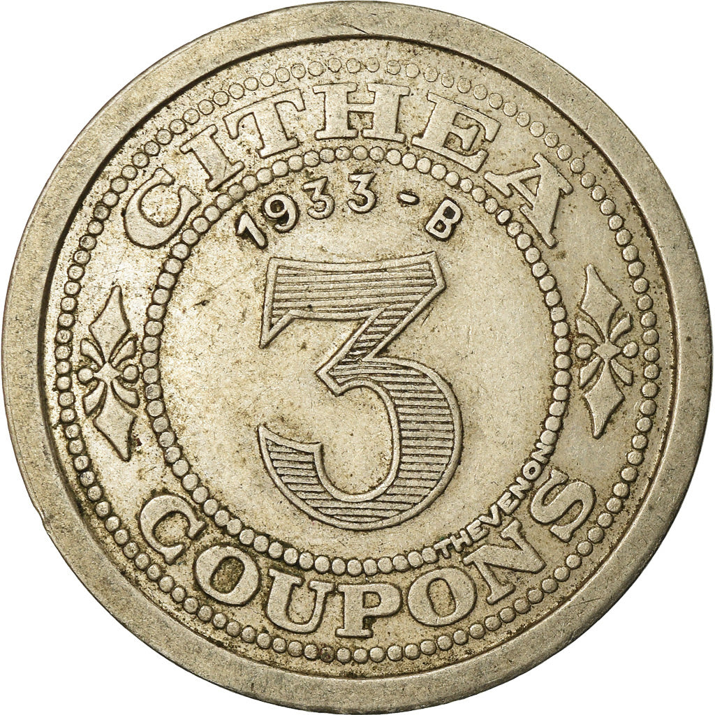 France, Jeton, Paris, CITHEA, Jeton de Spectacle, 3 Coupons, 1933, TTB+