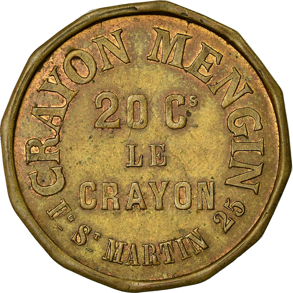 France, Advertising Token, Paris, Crayon Mengin, 20 Cs le Crayon, AU(50-53)