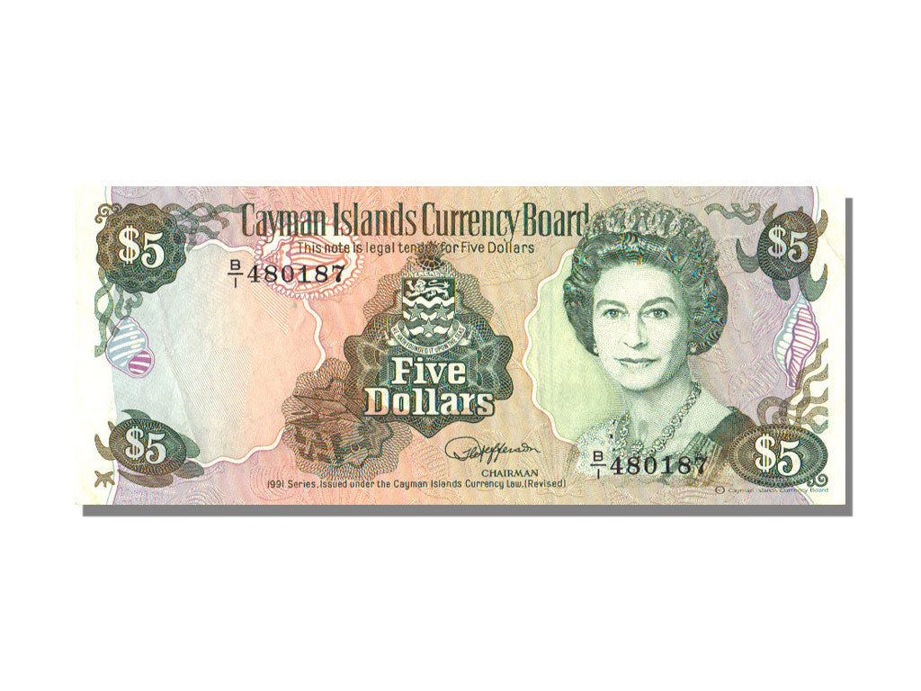 Cayman Islands, 5 Dollars, KM #12a, AU(55-58), B/1