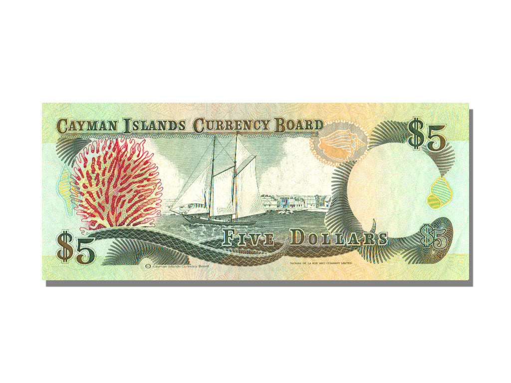 Cayman Islands, 5 Dollars, KM #12a, AU(55-58), B/1
