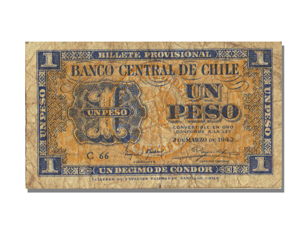 Chile, 1 Peso, 1943, 1943-03-03, VF(30-35)