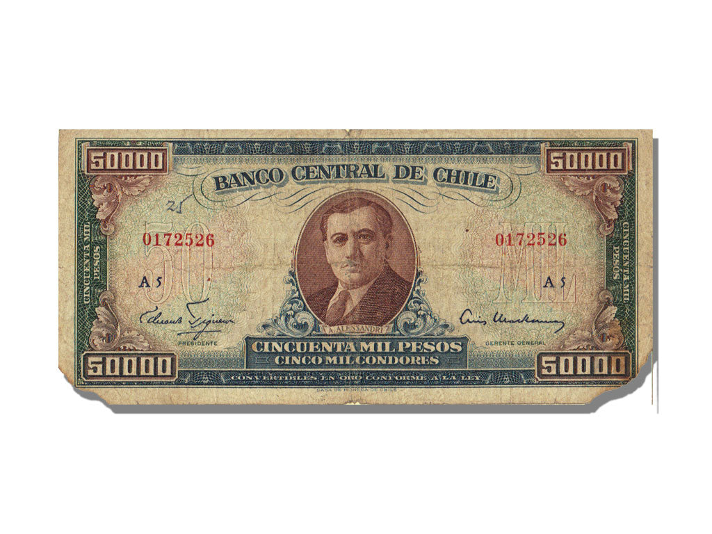 Billete, 50,000 Pesos = 5000 Condores, Chile, KM:123, RC
