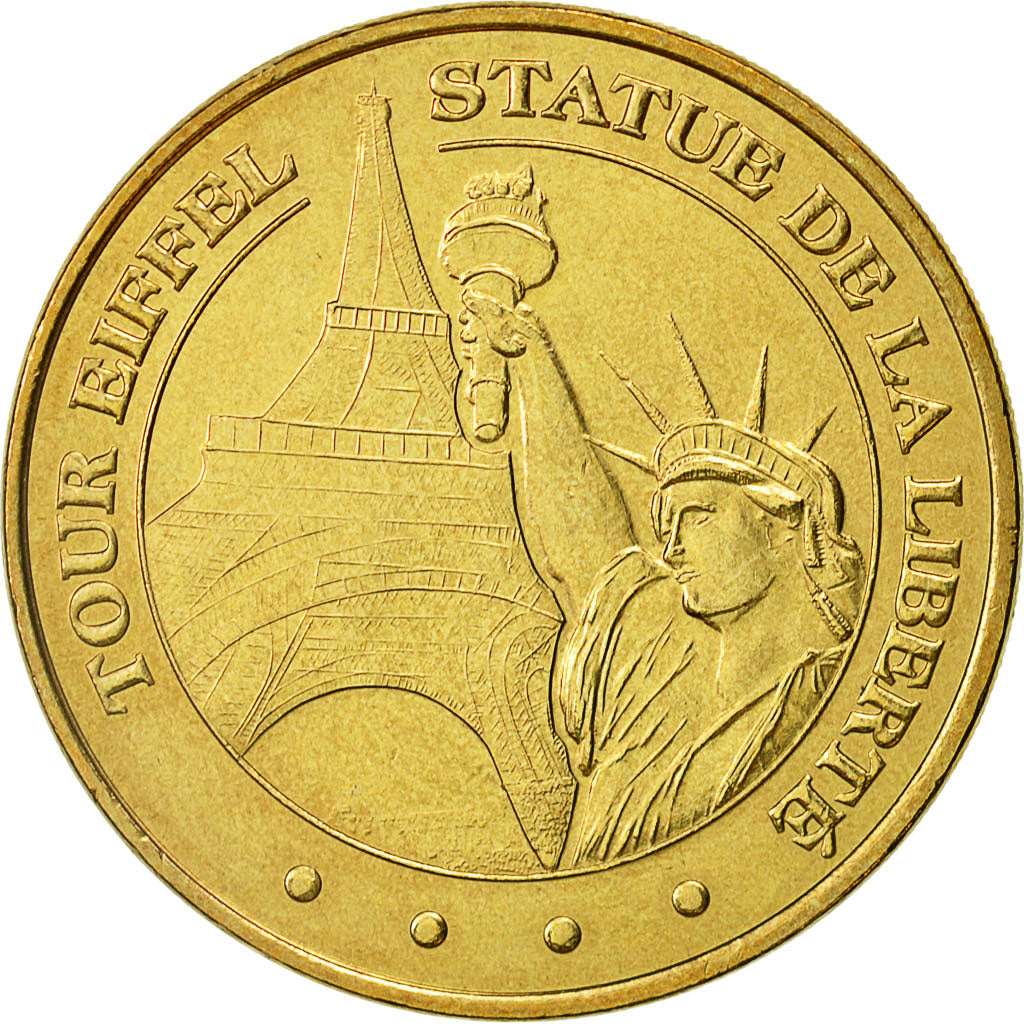 France, Token, Touristic token, Paris - Bateaux mouches - Tour Eiffel - Statue