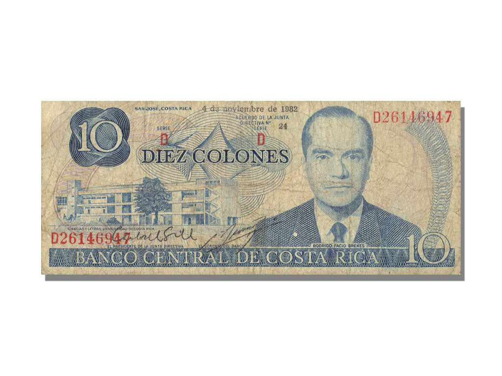 Costa Rica, 10 Colones, 1982, 1982-11-04, EF(40-45), D