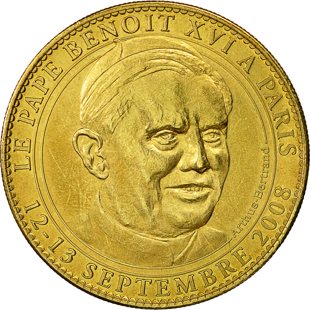 France, Token, Touristic token, Paris - Notre Dame -  Benoit XVI, 2008, Arthus