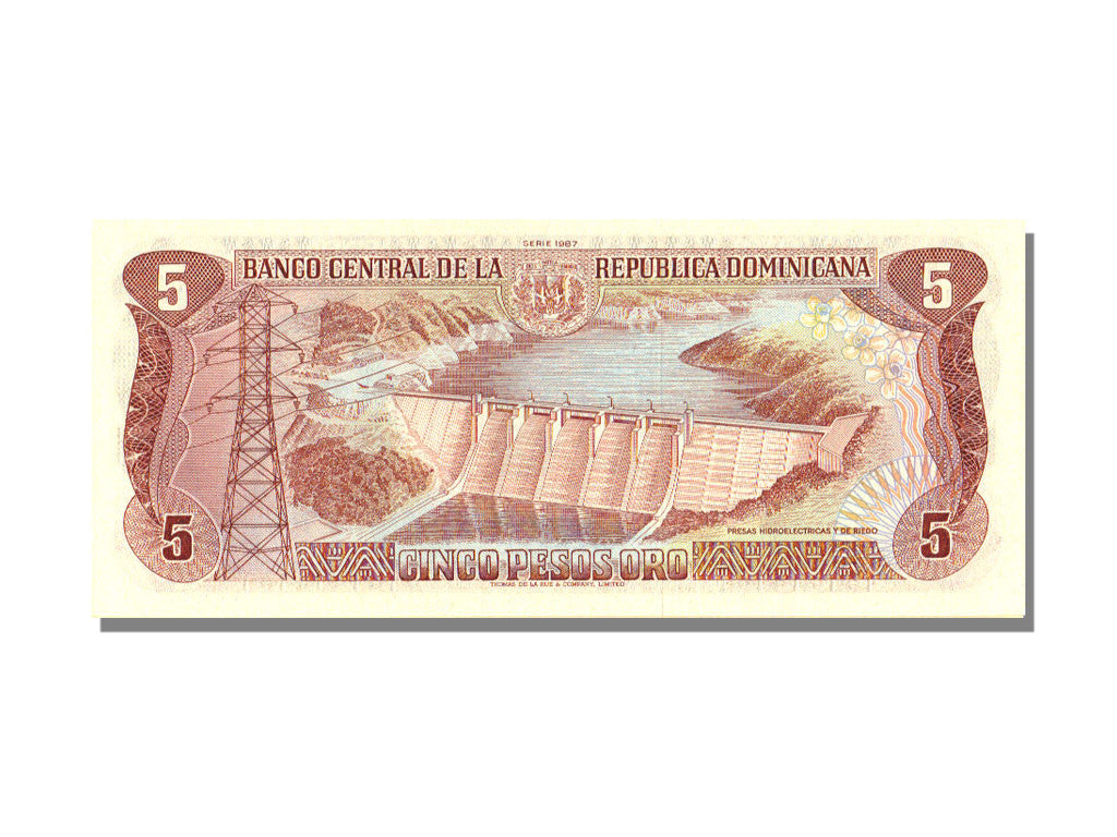 Banknote, Dominican Republic, 5 Pesos Oro, 1987, KM:118c, UNC(65-70)