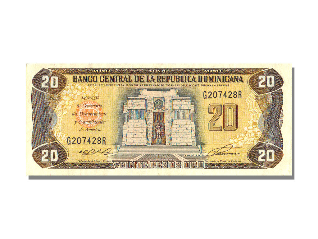 Dominican Republic, 20 Pesos Oro, 1992, KM #139a, UNC(63), G