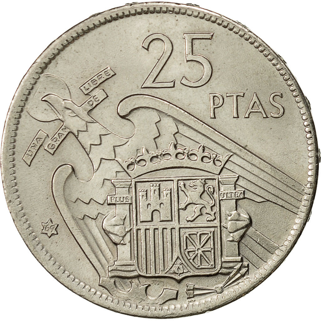 Münze, Spanien, Caudillo and regent, 25 Pesetas, 1969, VZ, Copper-nickel