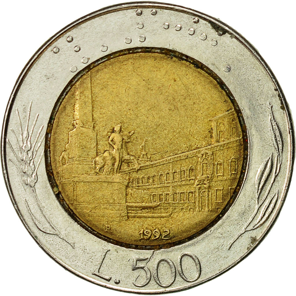 Coin, Italy, 500 Lire, 1992, Rome, EF(40-45), Bi-Metallic, KM:111