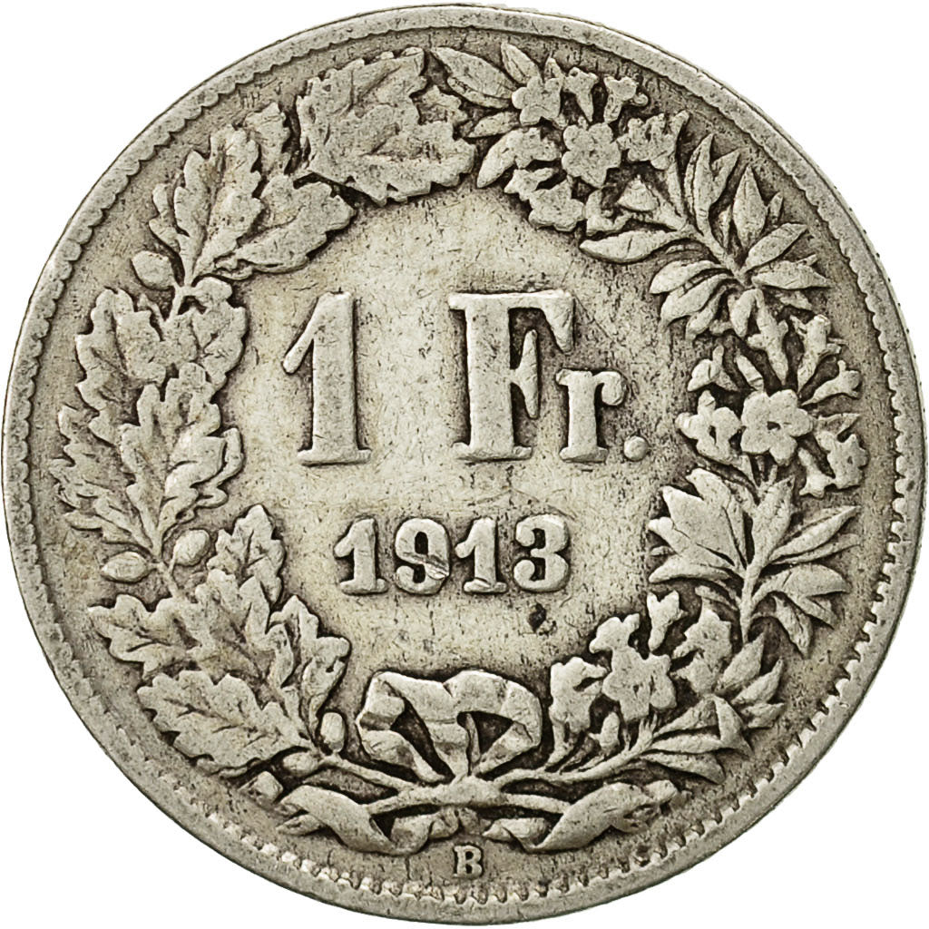 Coin, Switzerland, Franc, 1913, Bern, EF(40-45), Silver, KM:24