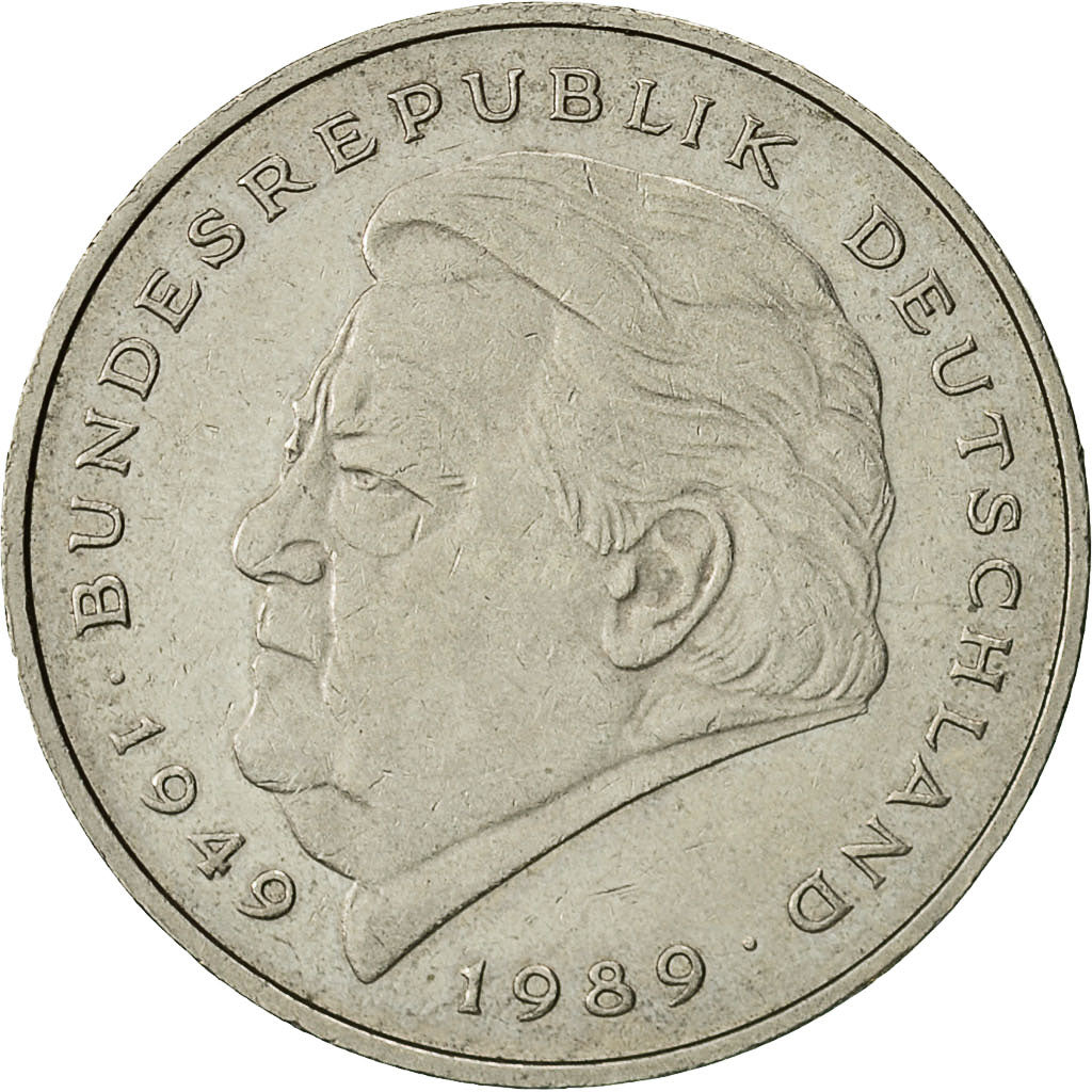 Coin, GERMANY - FEDERAL REPUBLIC, 2 Mark, 1989, Hambourg, EF(40-45)