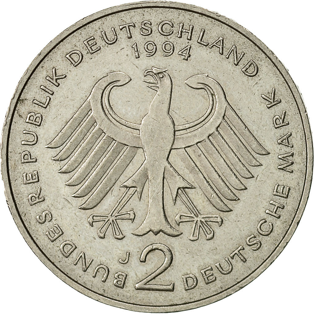 Coin, GERMANY - FEDERAL REPUBLIC, 2 Mark, 1989, Hambourg, EF(40-45)