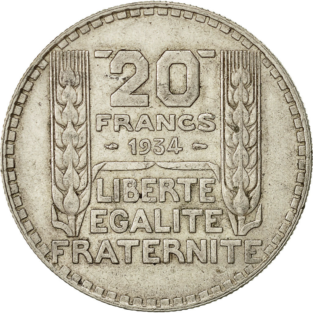 Münze, Frankreich, Turin, 20 Francs, 1934, Paris, SS, Silber, KM:879