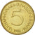 Moneta, Jugosławia, 5 Dinara, 1985, EF(40-45), Mosiądz niklowy, KM:88