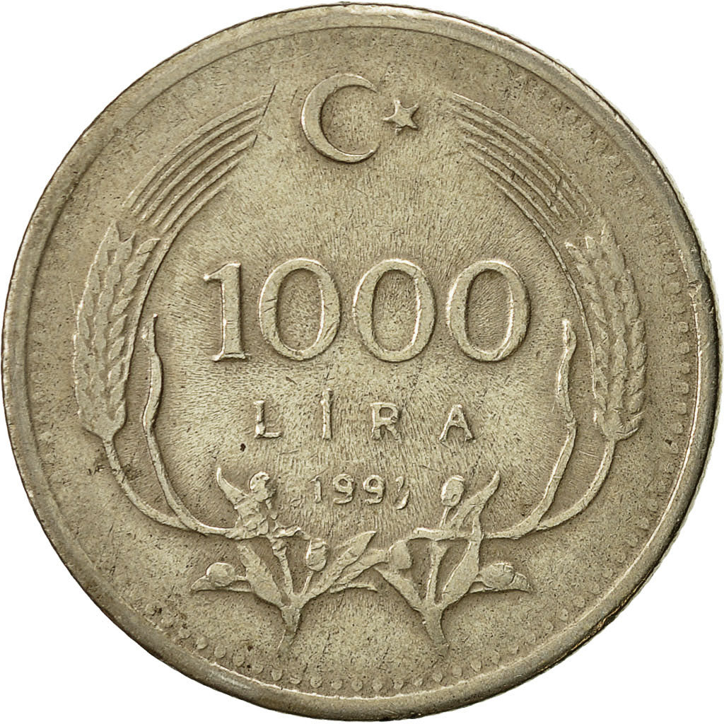 Coin, Turkey, 1000 Lira, 1997, EF(40-45), Nickel-brass, KM:997