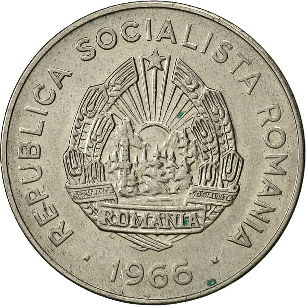 Coin, Romania, 25 Bani, 1966, AU(50-53), Nickel Clad Steel, KM:94