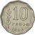 Münze, Argentinien, 10 Pesos, 1962, SS+, Nickel Clad Steel, KM:60