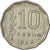 Moneta, Argentina, 10 Pesos, 1962, BB+, Acciaio ricoperto in nichel, KM:60