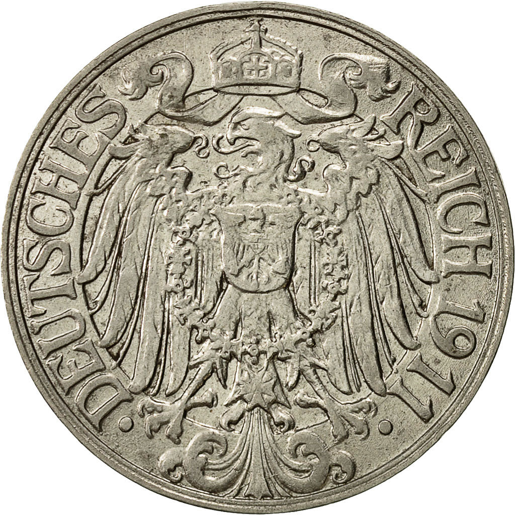 Coin, GERMANY - EMPIRE, Wilhelm II, 25 Pfennig, 1911, Munich, AU(50-53), Nickel