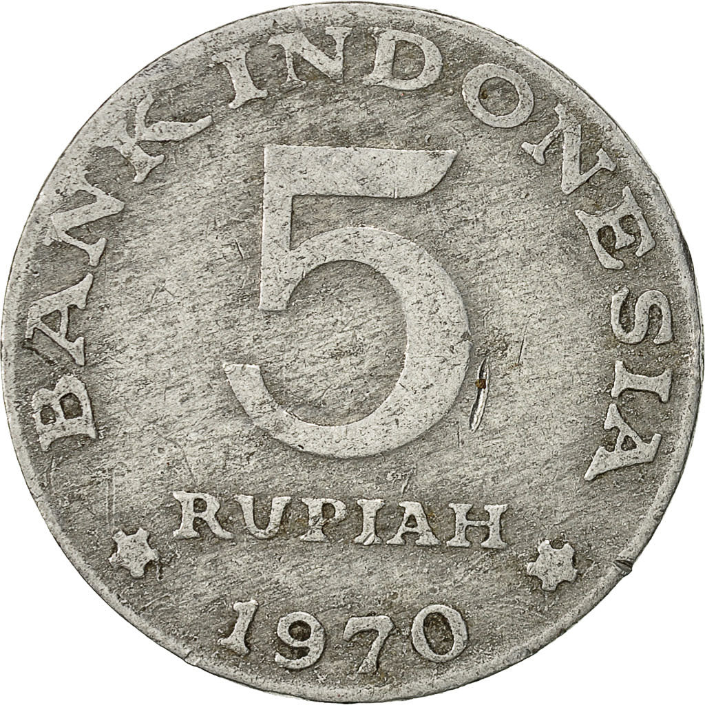Monnaie, Indonésie, 5 Rupiah, 1970, TB+, Aluminium, KM:22