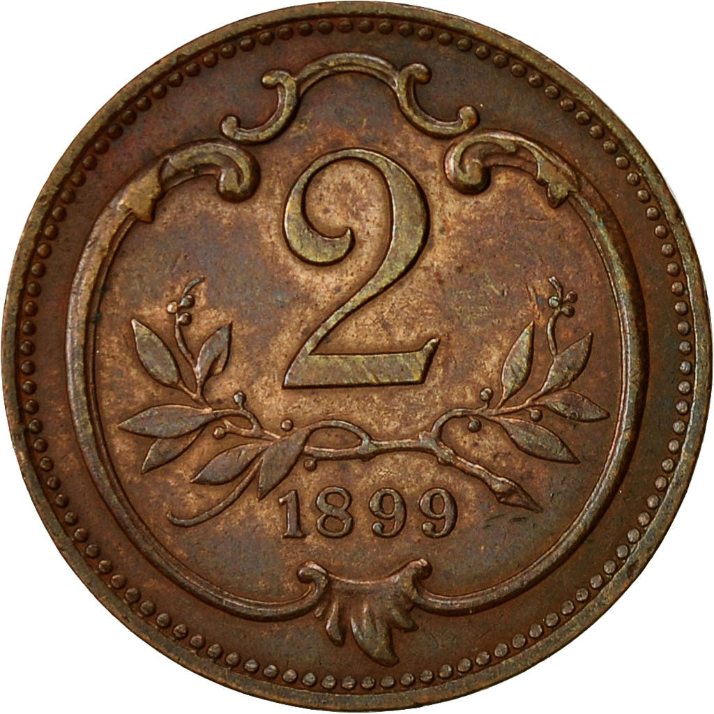 Moneta, Austria, Franz Joseph I, 2 Heller, 1899, BB, Bronzo, KM:2801