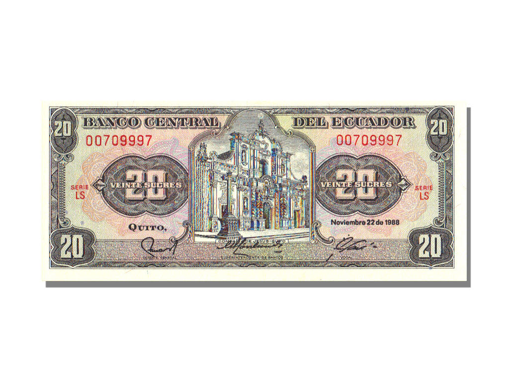 Banknote, Ecuador, 20 Sucres, 1988, 1988-11-22, KM:121Aa, UNC(65-70)