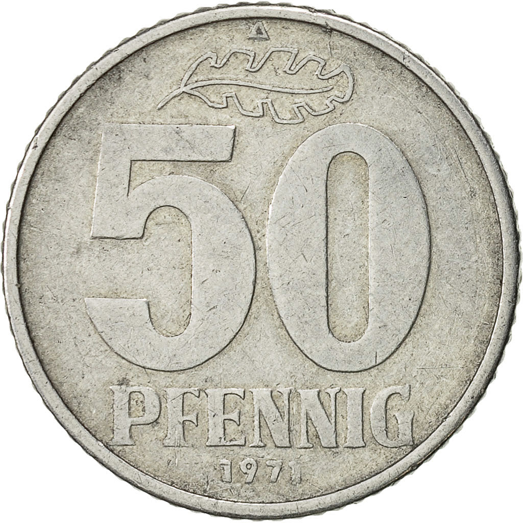 Moneta, REPUBBLICA DEMOCRATICA TEDESCA, 50 Pfennig, 1971, Berlin, BB, Alluminio