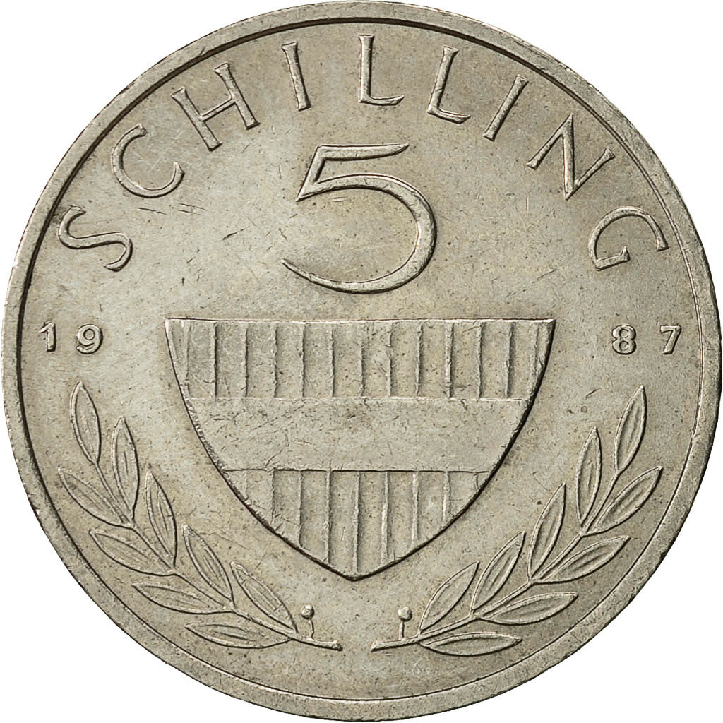 Coin, Austria, 5 Schilling, 1987, AU(50-53), Copper-nickel, KM:2889a