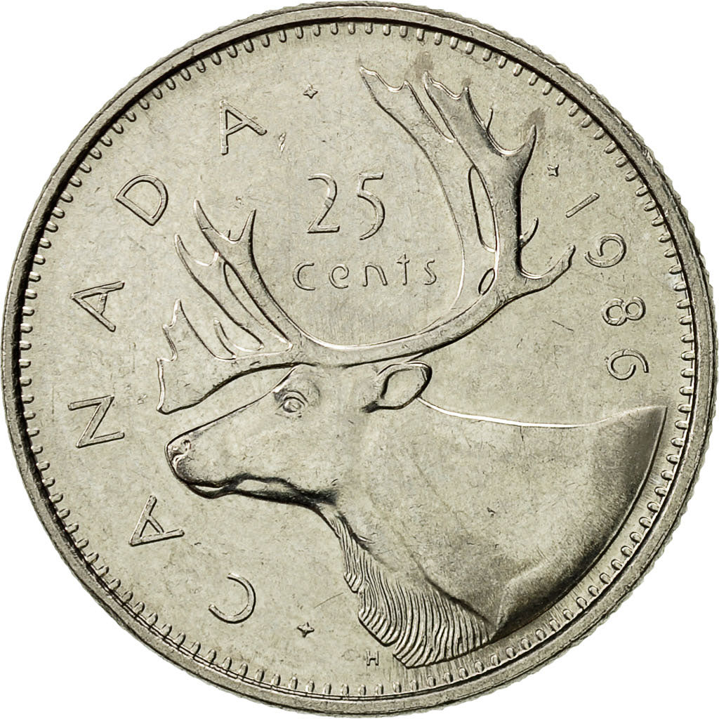 Coin, Canada, Elizabeth II, 25 Cents, 1986, Royal Canadian Mint, Ottawa