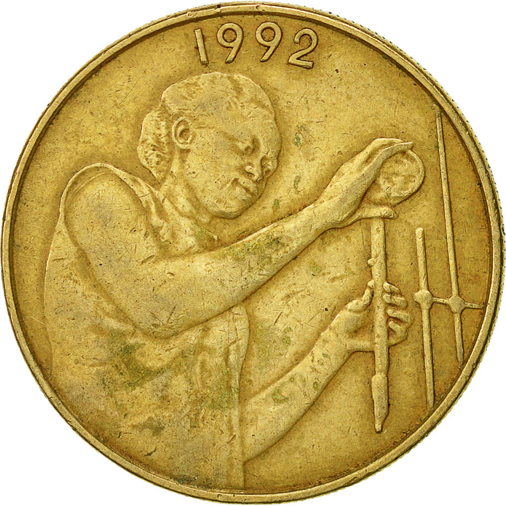Coin, West African States, 25 Francs, 1992, Paris, EF(40-45), Aluminum-Bronze
