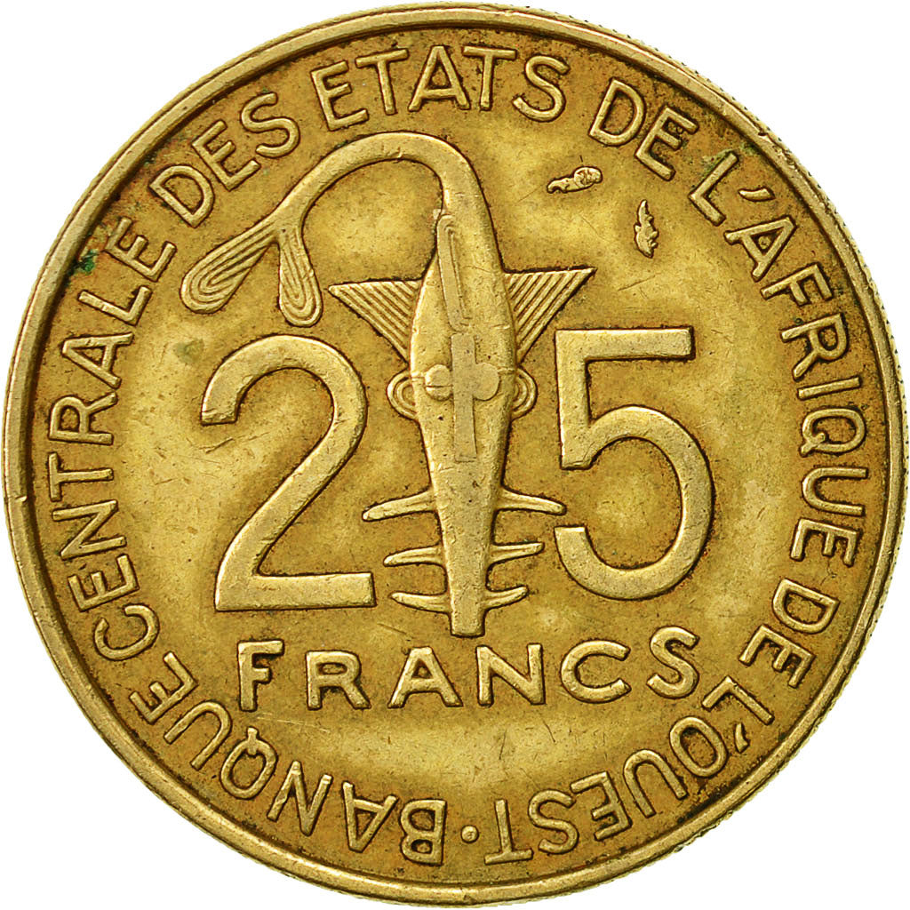 Coin, West African States, 25 Francs, 1992, Paris, EF(40-45), Aluminum-Bronze