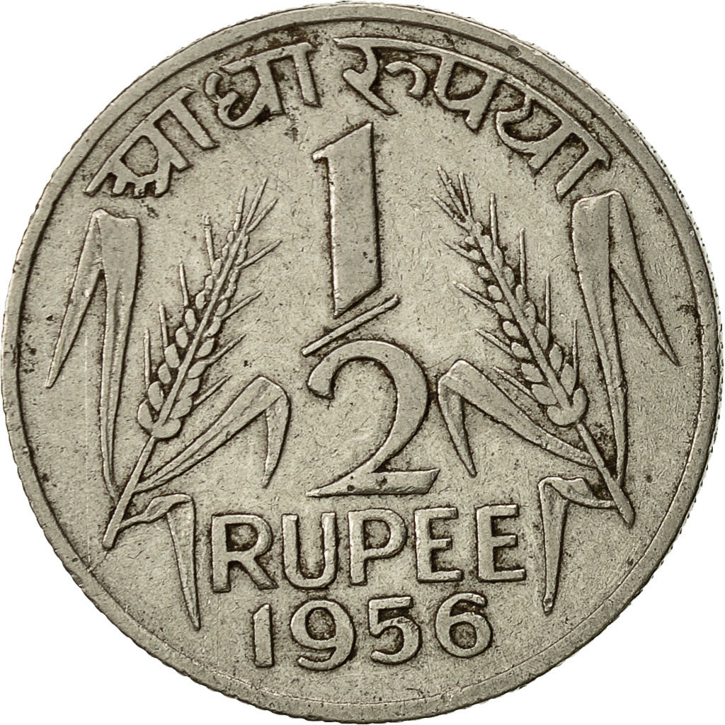 Moneta, REPUBBLICA DELL’INDIA, 1/2 Rupee, 1956, Calcutta, BB, Nichel, KM:6.3