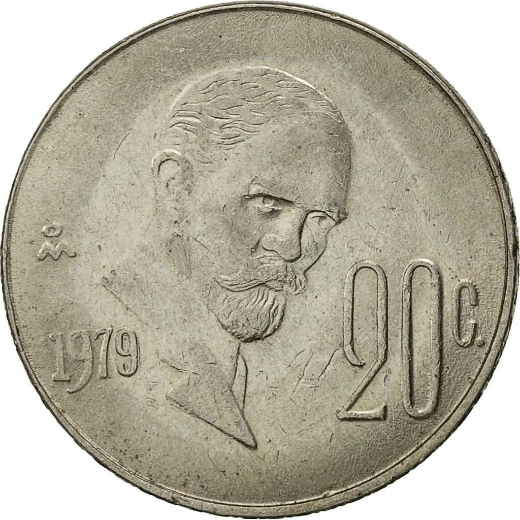 Moneda, México, 20 Centavos, 1979, Mexico City, MBC+, Cobre - níquel, KM:442