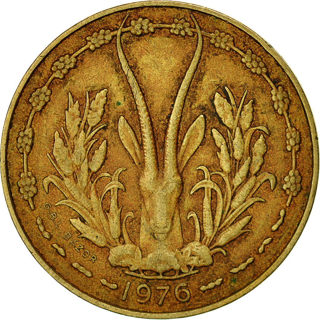 Coin, West African States, 10 Francs, 1976, EF(40-45), Aluminum-Nickel-Bronze