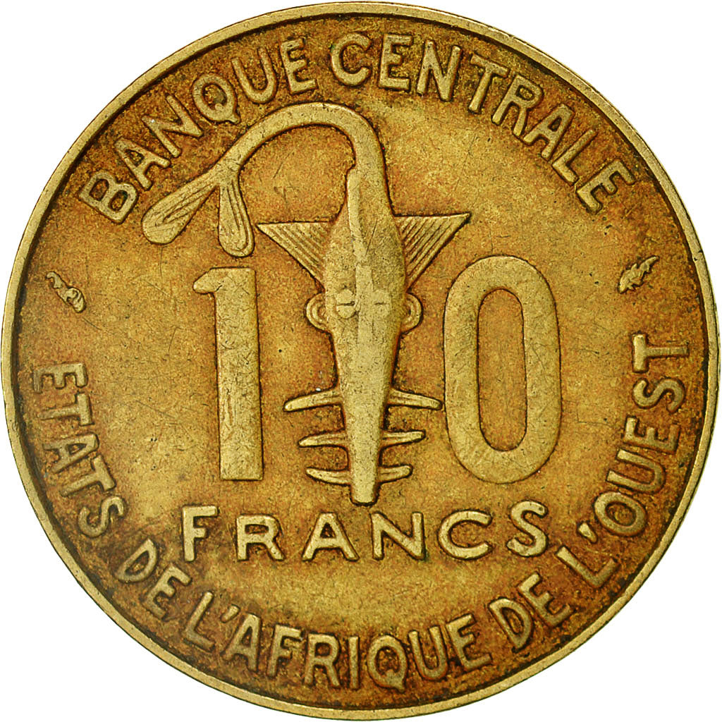 Coin, West African States, 10 Francs, 1976, EF(40-45), Aluminum-Nickel-Bronze