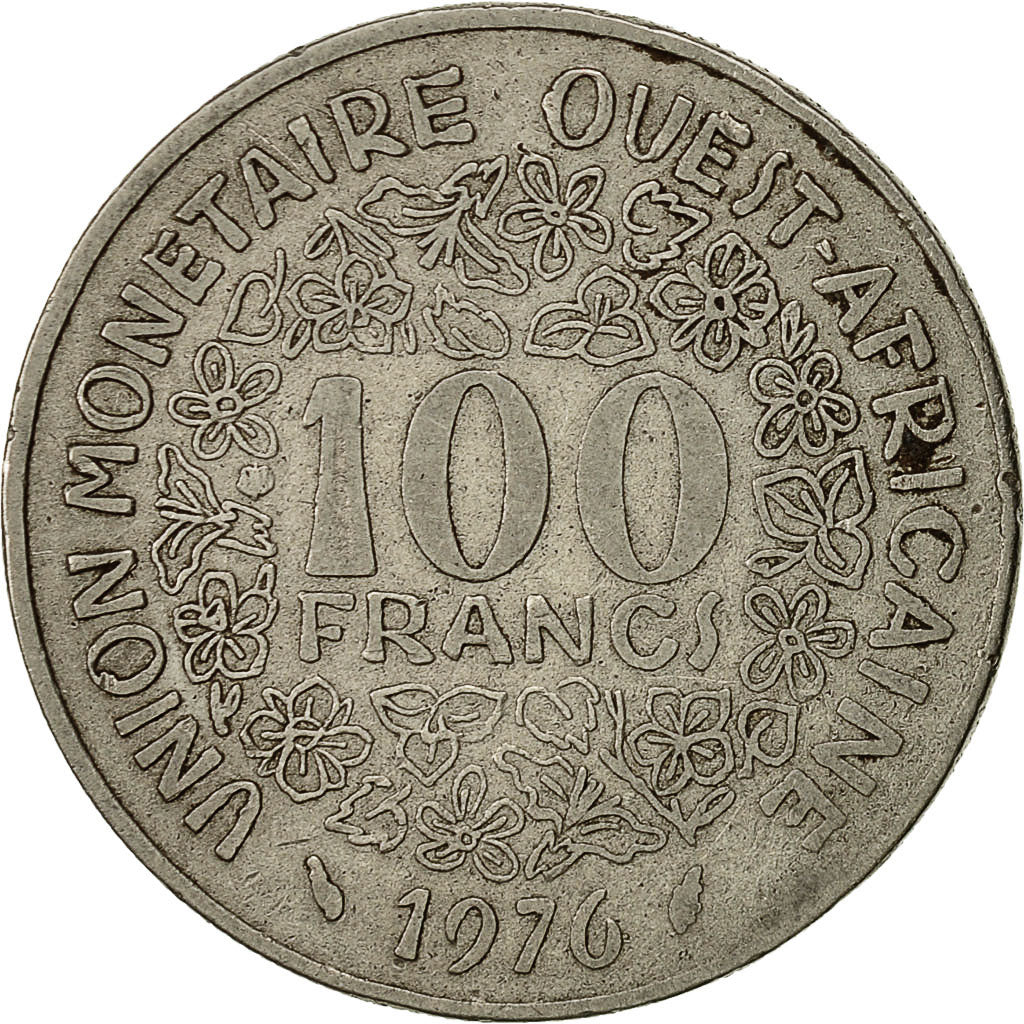 Coin, West African States, 100 Francs, 1976, EF(40-45), Nickel, KM:4