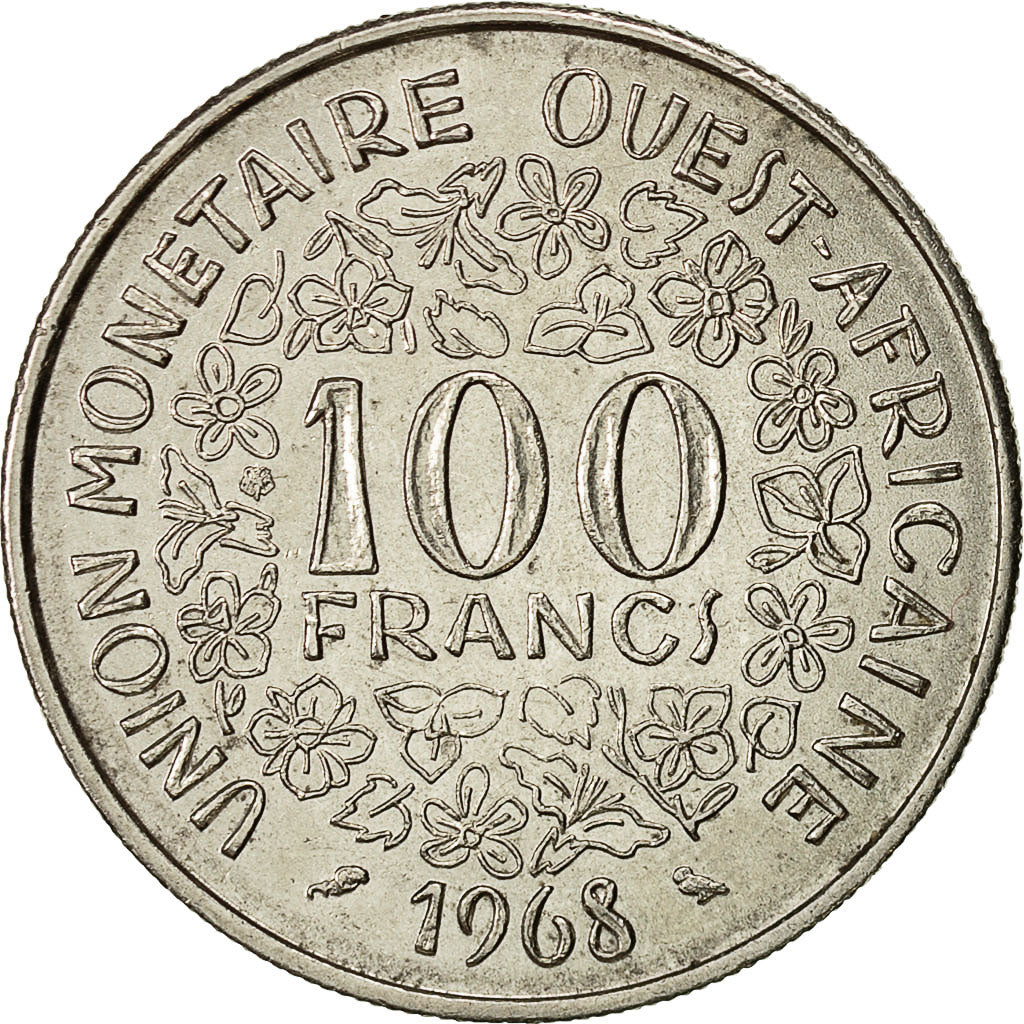Coin, West African States, 100 Francs, 1968, AU(50-53), Nickel, KM:4