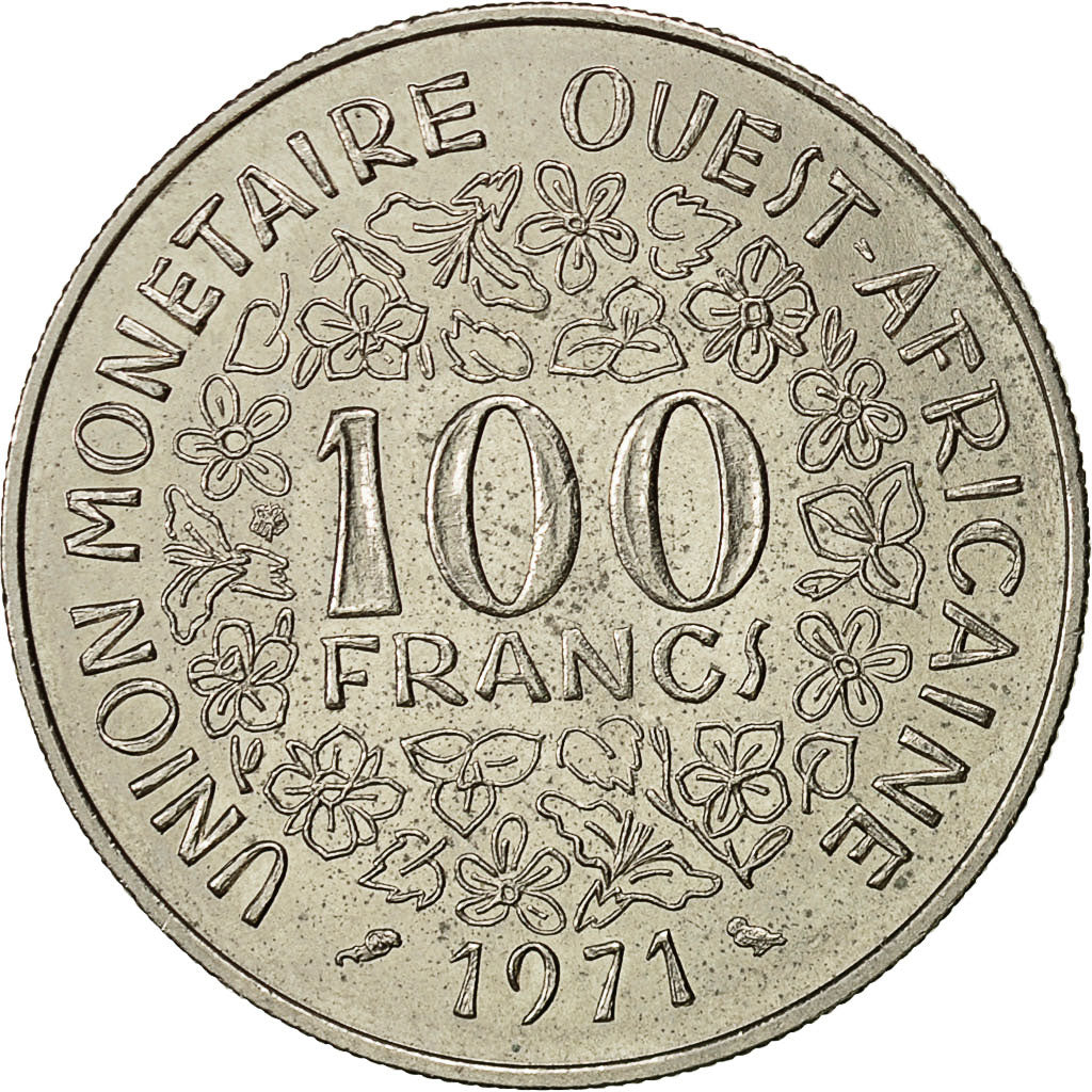 Coin, West African States, 100 Francs, 1971, AU(50-53), Nickel, KM:4